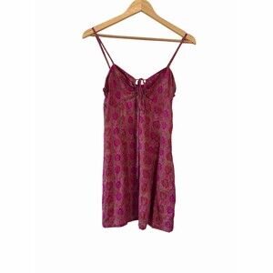 Tigerlily Eliza Mini Slip Dress Women’s 6 Pink Floral V-Neck Tie Front